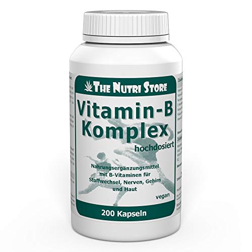 Vitamin B Komplex hochdosiert vegane Kapseln 200 Stk. - Nahrungsergänzungsmittel mit B-Vitaminen für Stoffwechsel, Nerven, Gehirn und Haut