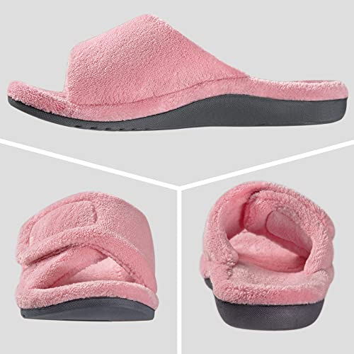 Gritheim Women'S Orthotic Arch Support Slippers Fuzzy Adjustable Orthopedic Slippers For Plantar Fasciitis Furry Slide Slippers For Ladies Pink 8 thumb #5