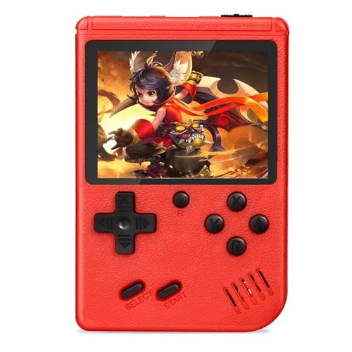 Retro Handheld Game Console with 500 Classic FC Games, 3.0 inches HD Screen 1200mAh Battery Rechargeable Handheld Games Video, Support TV & Two Players Present for Kids & Adults (Red)