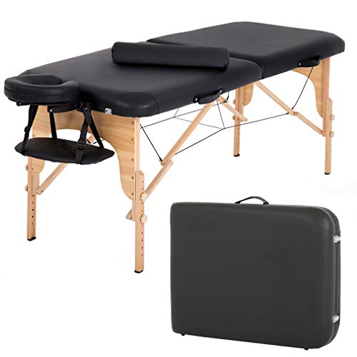 BestMassage Massage Bed Portable Massage Table 28 inch Wide Lash Bed Height Adjustable 2 Folding with Half Bolster Oxford Bag for Spa Footmassage Facial CareSpa Tattoo