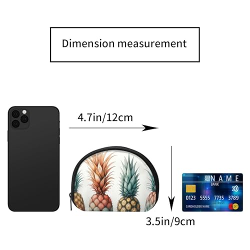 Portable Coin Purse Pineapple-Summery-Fruit Mini Zippered Money Pouch Card Holder2