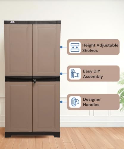 Image of Prima Viva-2 Plastic Storage Cabinet (Medium H 4 Ft x W 2 Ft x D 1.6 Ft) | 4 Compartments Multipurpose Organizer for Home & Office | Strong, Stylish & Spacious Cupboard for Clothes & Essentials