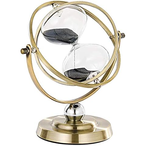 SuLiao Hourglass Sand Timer 60 Minute,Rotating Antique Black Sand Clock,Vintage Reloj De Arena 1 Hora,Metal Sand Watch 60 Min,Large Brass Hour Glass Sandglass for Gifts Desk Office Wedding Decorative Cover