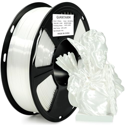 Image of GIANTARM 3D Printer Filament, Silk White Pla Filament, 1Kg(2.2lbs) Spool, 1.75mm Dimension Accuracy + /- 0.03mm, 3D Printing Filament