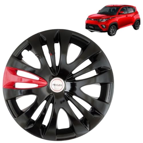 Image of PRIGAN KUV (K5, K8 Only) Black Red 15 Inch Wheel Cover for KUV (Set of 4 Pcs) (Press Fitting) Model- Ertiga T1 BRed 15
