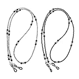 2 Stück Perlen Brillenkette Damen Modern Brillenkette Schwarzes Brillenband Acrylperlen Brillen Kette Modischer Brillenhalter Stilvolle Eyeglass Chain für Brille Brillen Sonnenbrille Mask für Damen