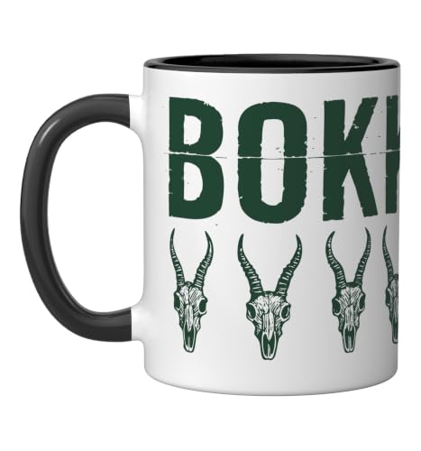 Bokke Springbok Skulls South African Lekker Braai Ceramic Mug, Black/White, 11oz