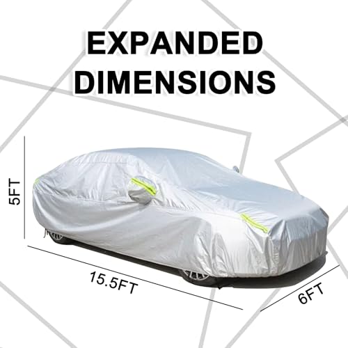 Image of Full Car Cover Waterproof All Weather, UV Protection Car Covers Lightweight Snowproof Windproof Scratch Resistant Indoor Outdoor, Universal Fit Sedan (177 inch to 185 inch)