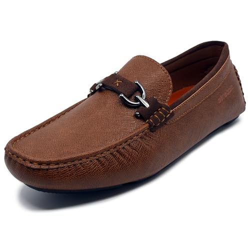 AKADEMIKS Men's Buckle & Bit Loafers Driving Moccasins with Memory Foam Comfort