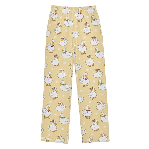 Boys' Pants Cute Cartoon Duck Heart Long Bottoms Jogger Pants Elastic Waist Trousers with Pockets S-XL