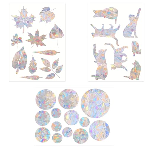 3 Piezas Sun Catcher Sticker Anticolisión Calcomanías Película de la Ventana del Arco Iris Pegatinas Cristales Ventanas Prisma Adecuado , Pegatinas Anticolisión de Ventana para Protección de Aves