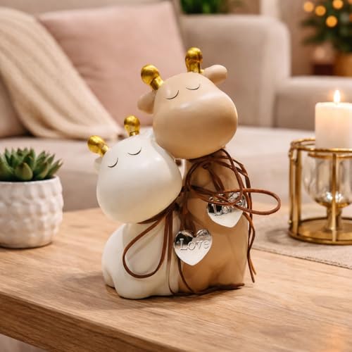 Image of ARMONIA Premium Cute Giraffe Couple Showpiece for Home Decor | Love Theme Gift Figurine | Matte Finish Lightweight Polystone Statue for Anniversary, Wedding & Valentine