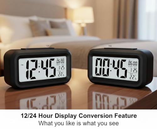 Image of Digital Alarm Clock for Students with Auto Sensor | LED Alarm Clock for Bedroom Night Use | Table Clock Digital with Date & Temperature | Study Table Clock for Kids, Girls, Boys | (Multicolour)