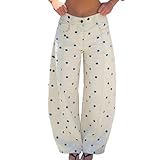 Yoawdats Women's Polka Dot Pattern Barrel Jeans Casual Wide Leg Mid Rise Denim Pants Y2K Boyfriend Cute Jeans (Sky Blue, S)