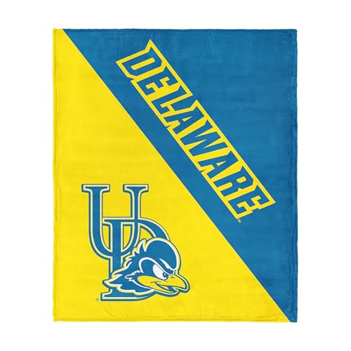 Northwest NCAA Delaware Fightin' Blue Hens Halftone Silk Touch Throw Blanket, Ultra Soft Plush Polyester, Lightweight Warm Decorative Fan Gift, 46 x 60 in