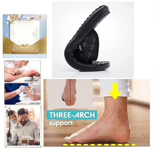 CLSQLXYJZC Men's Summer Breathable Orthopedic Closed Toe Slip-On Durable Sandals Shoes, Casual Open Toe Utdoor Beach Holiday Soft Flip Flops, for Dad Men Grandpa, Hallux Valgus/Plantar Fasciitis2