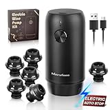 MetroTesco Electric Wine saver pump with 6 wine stoppers vacuum, wine preserver keep Your Wine Fresh for up to 10 Days, USB-C Rechargeable, 1 Pump 6 Stoppers Best Gifts for Wine Lovers, Black