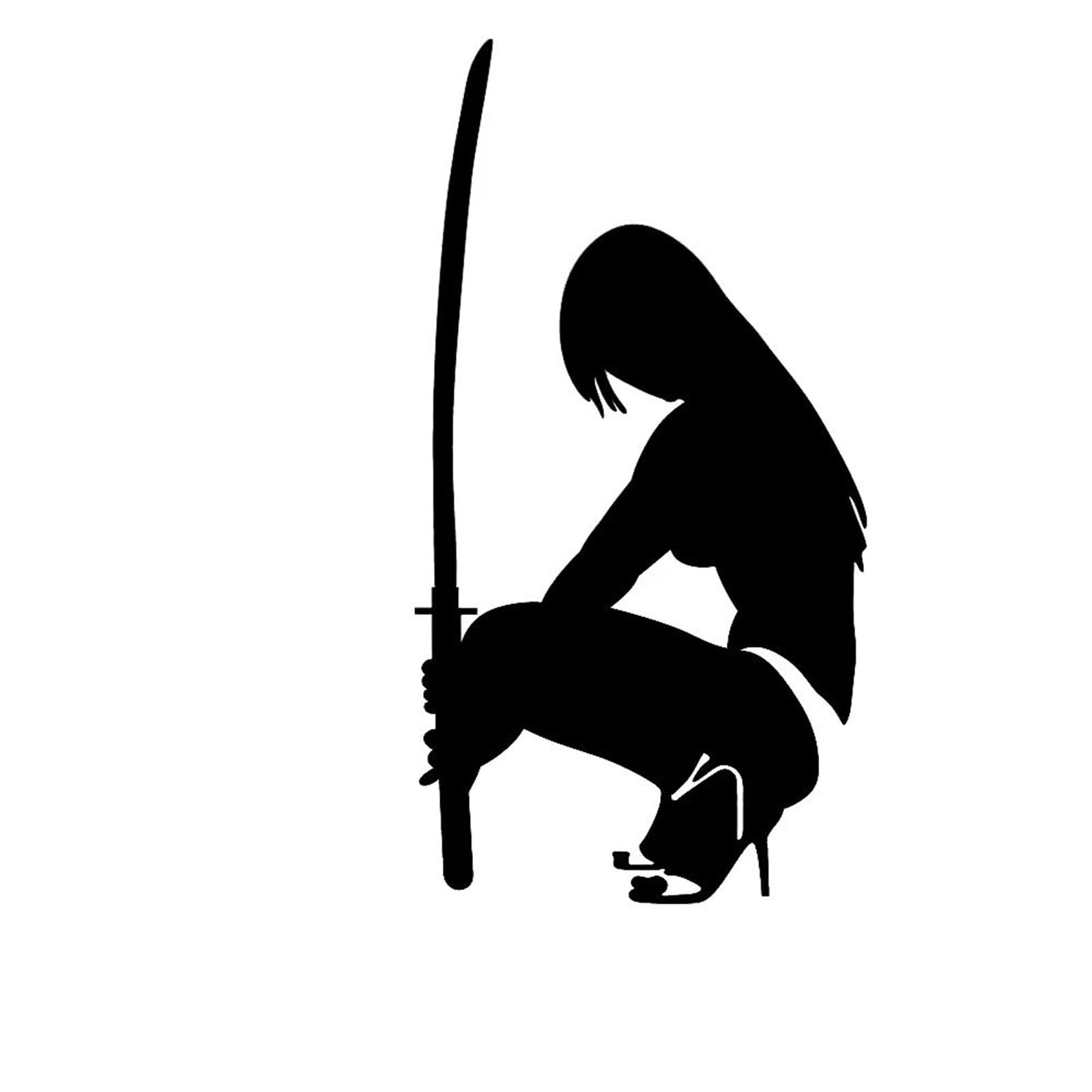 HAfgDJ Anime Samurai Girl Silhouette Sticker, for Motorcycle Car Window, Bumper, Laptop, Truck Exterior Decor