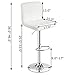 COSTWAY Bar Stools Set of 2, Modern Swivel Adjustable Height PU Leather Barstools with Back, Square Armless Counter Height 2-Pack Bar Chair for Kitchen Island Dining Living Bistro Pub Counter, White