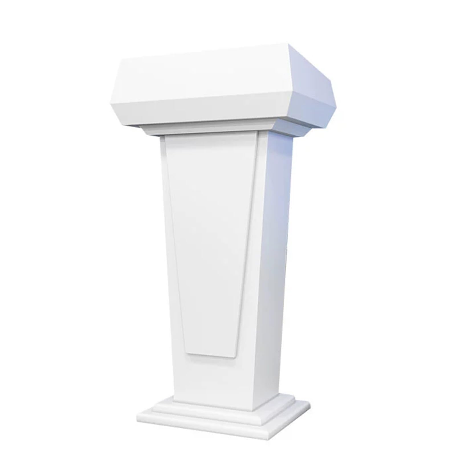 Białe dwupoziomowe podium ze stabilną podstawą Sto zaokrąglone narożniki stojące podium hostessy idealne na imprezy prezenty i pokazy