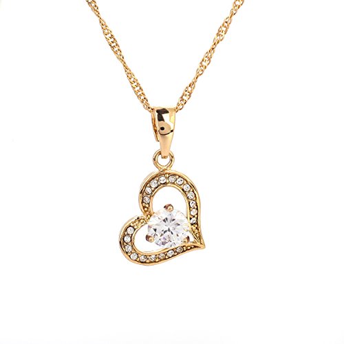 Austrian Gold Color Heart Pendant Necklace Suppliers Crystal Heart Jewelry