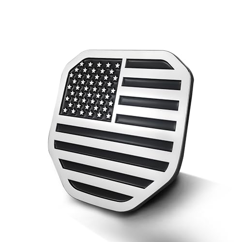 Image of Rear Tailgate Emblem for 2019-2024 RAM 1500 2500 3500, Matte Black American Flag Back Tailgate Badge Logo (Silver)