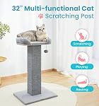 Made4Pets Poste de découpe de chat pour les chats intérieurs Carré de tapis avec lit Tall 32 Inch, Cat Scratcher Post avec Jouet pour les grands chats et chaton, Cat Stratch Post avec large base Protégez votre chat & Mobilier