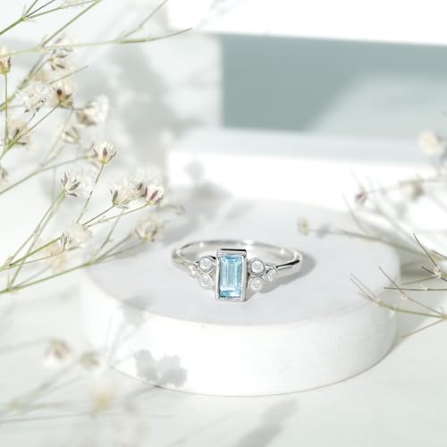 Certified Aquamarine Moissanite Promise Ring in Silver, AAA Quality, Natural Aquamarine Proposal Ring - Ready To Gift4