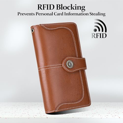 Image of FALAN MULE Wallets for Women Trifold Wristlet Wallets Large Capacity RFID Blocking Ladies Purse Credit Card Holder