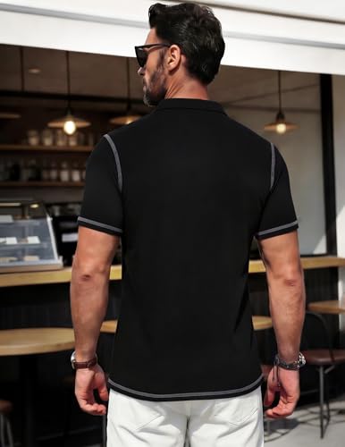 Image of Mens Polo Shirts Short Sleeve Casual Summer Lightweight Cotton Golf Polo Shirts with Pocket