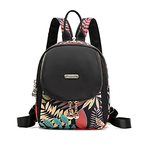 Mini mochila de moda para mujer,Pequeños bolsos de hombro de viaje de monedero cruzado,Mochila impermeable Mini bolsas de hombro, Hojas, M Cover