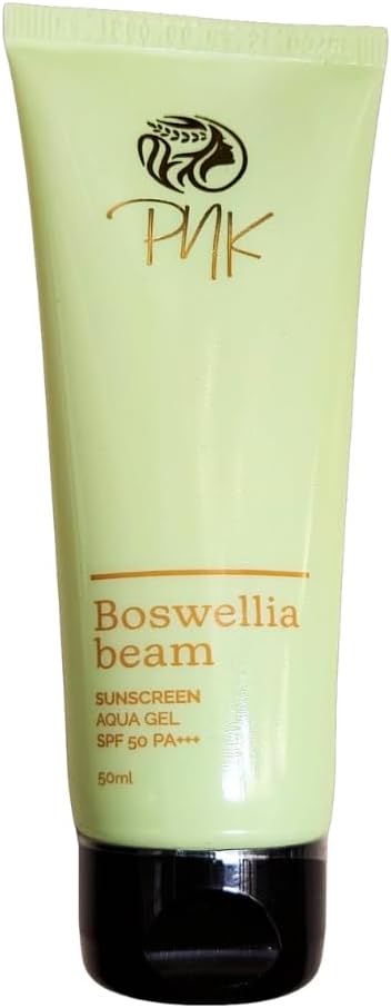 Boswellia Beam Aqua Gel Sunscreen SPF 50 PA+++ | Lightweight, Waterproof & Hydrating | With Boswellia Extract & Ceramides | Reduces Scars & Age Spots | For All Skin Types | 50ml
