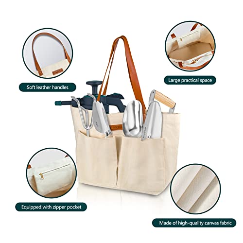 Image of Garden Tool Bag, Canvas Garden Tote With Pockets for Gardening