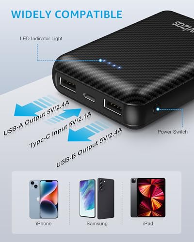 Compact 12000mAh 5V 2A Rechargeable Battery Pack for Heated Vests and Jackets with Dual USB Ports