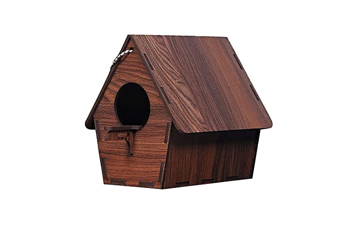 Dezva Wooden Bird House, Hanging Birdhouse for Outside - Kingfisher Bird Nest for Balcony Made with Water Resistant Wooden Sheet with Hanging and Wall Patch - Bird House for Garden Outdoor Home Decoration (B0B3791ZT5) Amazon Price History, Amazon Price Tracker