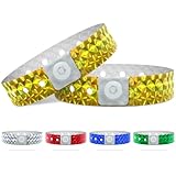 100 Holographic Wristbands, Waterproof Vinyl Wristbands for Events, Parties, Festivals, Concerts (GOLD)