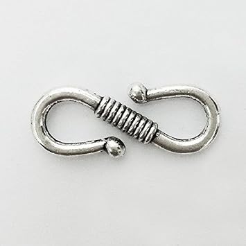 20 pcs S Shape Hooks Accessories Jewelry Leather Cord Ropes Crimp End Pendant Pinch Clasp Bails Choker Necklace Beads Connector Bracelet Charms Buckle Toggle Findings Antique Silve, 23 x 9 mm