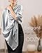 Sofier Satin Shawl Wraps for Women Evening Dresses Wedding Bridal Party Silky Scarf Formal Cover Up Bridesmaid Gifts Silver