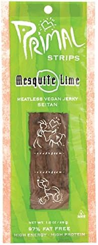 Primal Strips - Meatless Vegan Jerky Seitan Mesquite Lime Flavor - 1 oz. (Pack of 3)