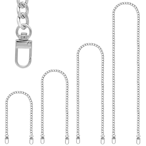 RAPUDA Purse Chain Strap 4 Pieces Different Sizes Bag Chain Strap Metal Chain Straps for DIY Purse Handbag Shoulder Crossbody Bag (15.4 Inch 23.6 Inch 31.4 Inch 47.2 Inch) Silver