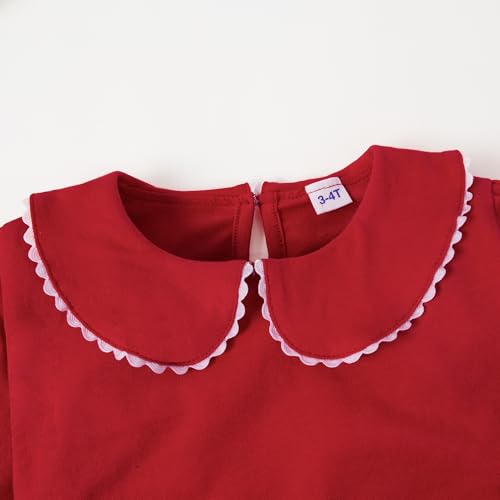 Lysmuch Toddler Baby Girl Long Sleeve Collar Shirt Peter Pan Blouse Lace Undershirt Top Solid Color Clothes(2-3T thumb #3