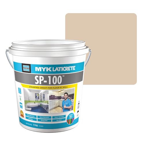 Image of MYK LATICRETE SP-100 Premium Epoxy Grout (85-Almond, 5KG)-Stain & Germ Resistant & Water-Resistant-Food Grade CFTRI Certified Epoxy-Grout-Home, Kitchen & Bathroom-Floor & Wall Tile Joints