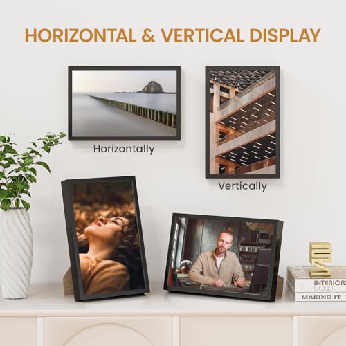 Image of 6x9 Aluminum Metal Picture Frame,Tempered Glass Black Photo Frame 6x9 for Family Photo,Posters,Art,Document to Wall Mount Horizontally or Vertically