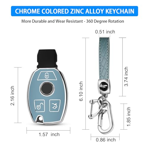 Image of QBUC for Mercedes Benz Key Fob Cover with Keychain (Blue)