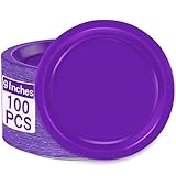 QZYL 100 PCS Paper Plates, 9' Purple Disposable Plates, Heavy Duty Party Tableware Round Dinner Plates Dinnerware Supplies for Daily Use Mardi Gras Carnival Birthday Picnic Wedding Baby Shower