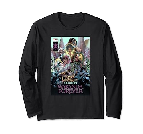 Black Panther T-shirt manches longues Marvel pour un style streetwear casual