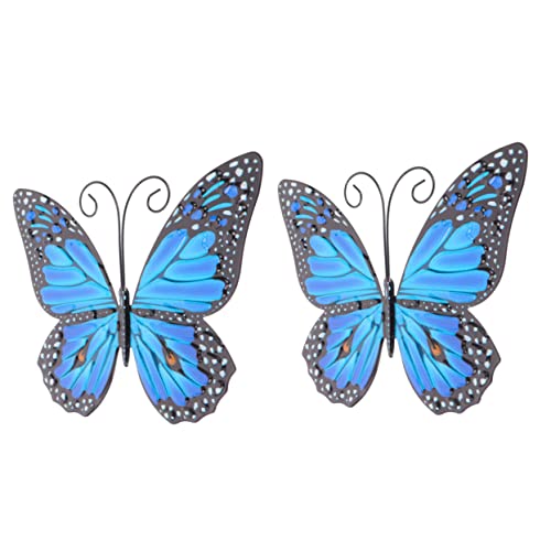 Hemobllo 2 piezas Decoración Pared Mariposas Hierro Mural Resistente Colores para Interiores y Exteriores Ornamentos Hogar Jardín