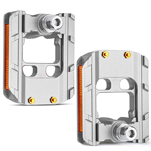 Savadeck Folding Bike Pedals, 9/16 Inch Bicycle Pedals Wide Flat Mountain Bike Pedals With Aluminum, Non-Slip Bike Pedals For Road Bike Bmx Bike Beach Cruiser Bike Grey. #TOP7