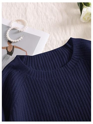 Image of SHENHE Women's Plus Size Sweaters Bow Cutout Crewneck Long Raglan Sleeve Knit Tops Chunky Sweaters