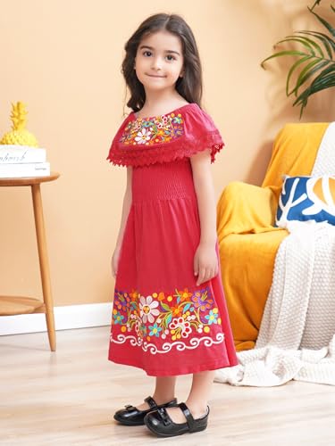 Image of Mexican Dress for Girls Traditional Vestidos Mexicanos Cinco de Mayo Embroidered Dresser Toddler Kids